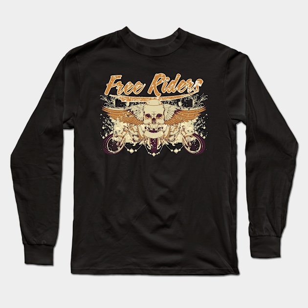 Skull with motobike Long Sleeve T-Shirt by MuftiArt